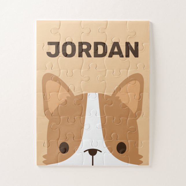 Cute Corgi Dog with Personalised Name Jigsaw Puzzle (Vertical)