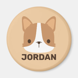 Cute Corgi Dog with Personalised Name Magnet