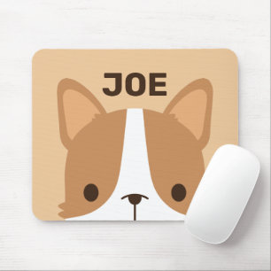 Cute Corgi Dog with Personalised Name Mouse Pad