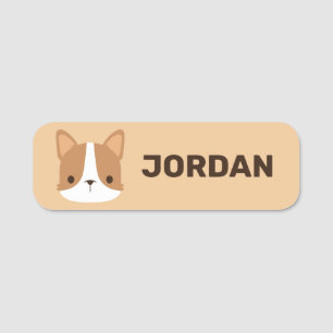 Cute Corgi Dog with Personalised Name Name Tag
