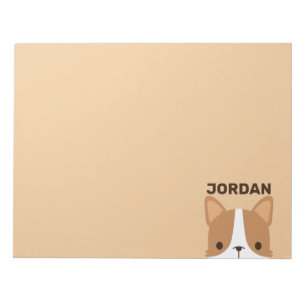 Cute Corgi Dog with Personalised Name Notepad