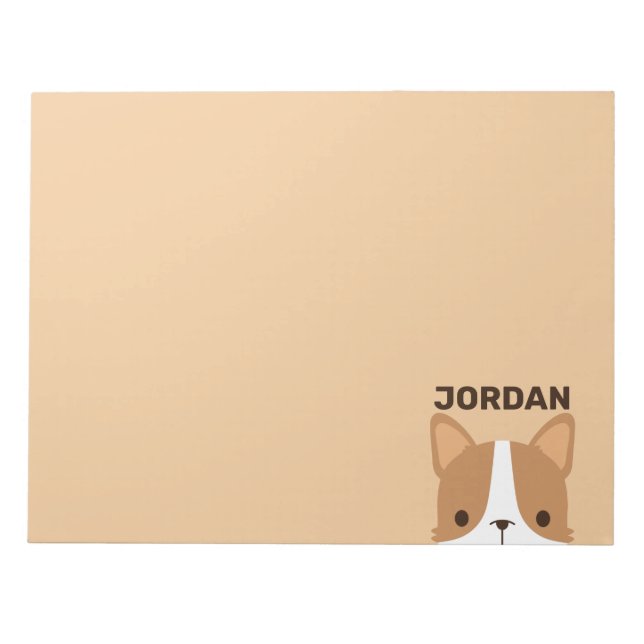 Cute Corgi Dog with Personalised Name Notepad (Front)