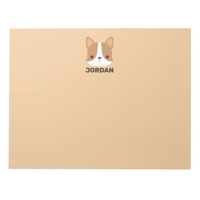 Cute Corgi Dog with Personalised Name Notepad (Front)
