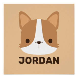 Cute Corgi Dog with Personalised Name Poster