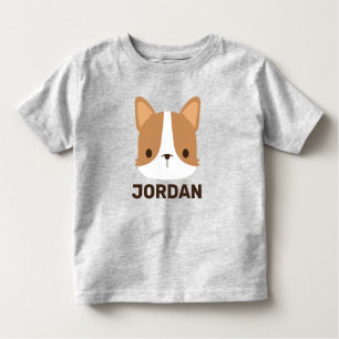 Cute Corgi Dog with Personalised Name Toddler T-Shirt