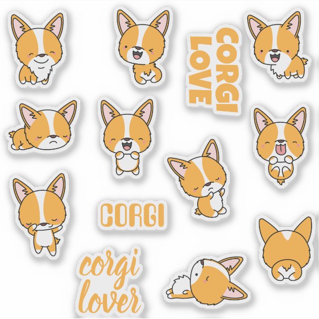 Cute corgi dogs sticker pack (Front)