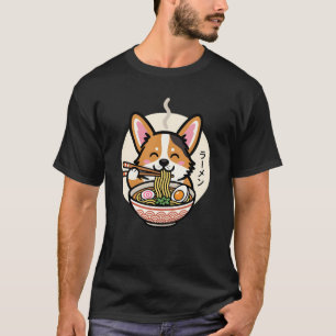 Cute Corgi Eating Ramen Noodles Japanese Food T-Shirt