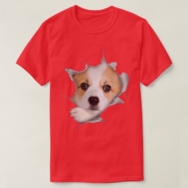 Cute Corgi Face Inside Pembroke Welsh Corgi Lovers T-Shirt (Design Front)