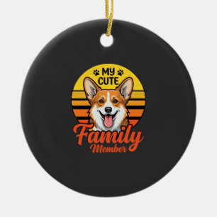 Cute Corgi Family Member Dog Lover Ceramic Tree Decoration