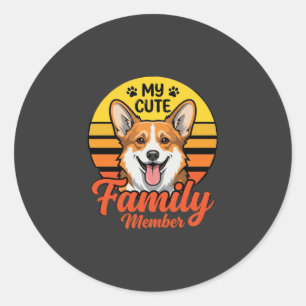 Cute Corgi Family Member Dog Lover Classic Round Sticker