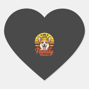 Cute Corgi Family Member Dog Lover Heart Sticker