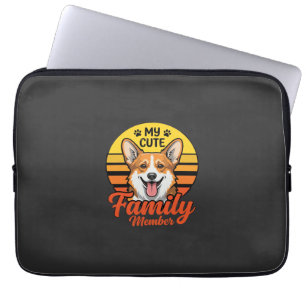 Cute Corgi Family Member Dog Lover Laptop Sleeve