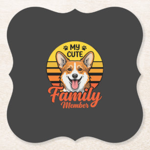 Cute Corgi Family Member Dog Lover Paper Coaster