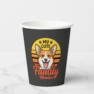Cute Corgi Family Member Dog Lover Paper Cups