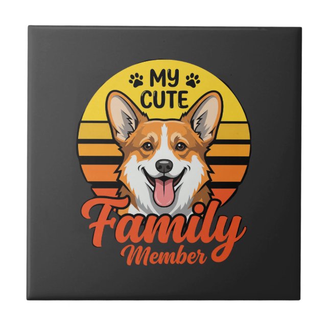 Cute Corgi Family Member Dog Lover Tile (Front)