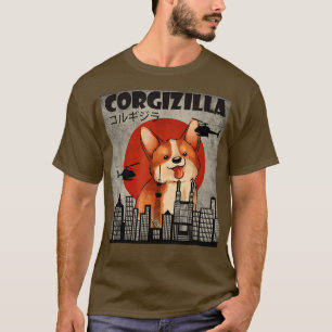 Cute Corgi , Funny CorgiZilla , Japanese Style T-Shirt