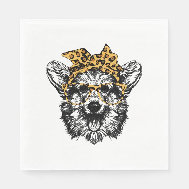 Cute Corgi Funny Dog Lover Gift Napkin (Front)