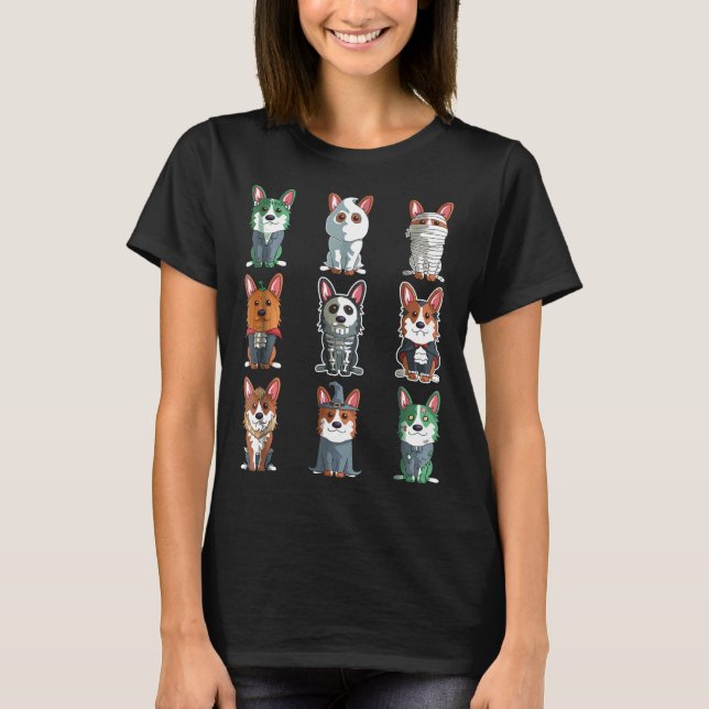 Cute Corgi Halloween   Halloween  Tee (Front)