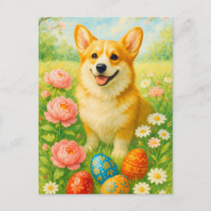 Cute Corgi Happy Easter Eggs Postcard