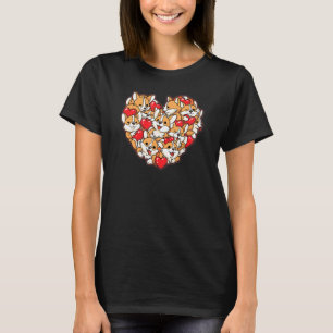 Cute Corgi Heart Valentines Day Hearts Womens T-Shirt