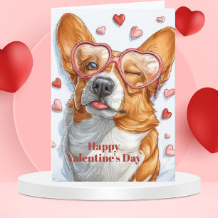 Cute Corgi Hearts Valentine`s Day Card