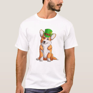 Cute Corgi Irish Pub Clover Lover St Patrick's Day T-Shirt