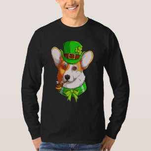 Cute Corgi Irish Pub Clover Lover St Patrick's Day T-Shirt