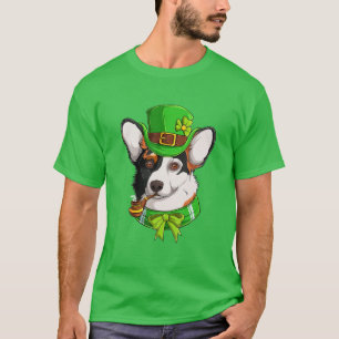 Cute Corgi Irish Pub Clover Lover St Patrick's Day T-Shirt