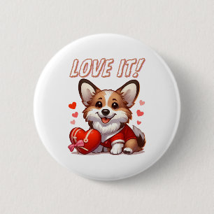 Cute Corgi Love 6 Cm Round Badge