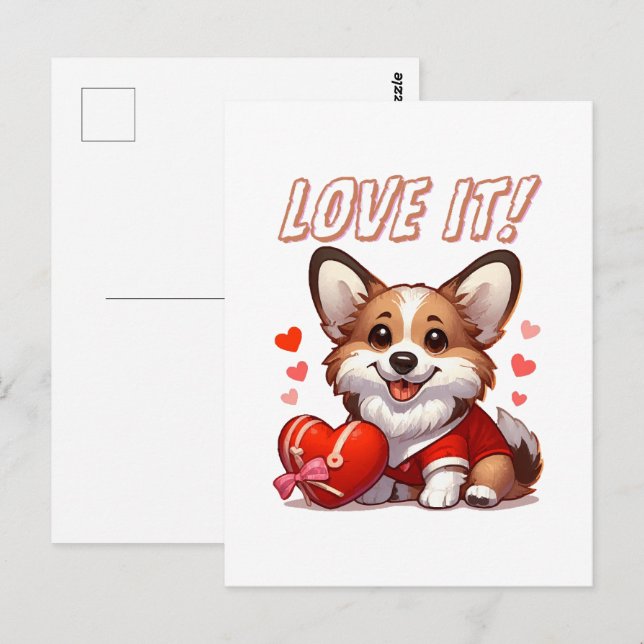 Cute Corgi Love Postcard (Front/Back)