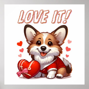 Cute Corgi Love Poster