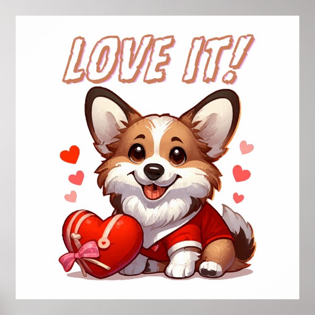 Cute Corgi Love Poster (Front)