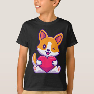 Cute Corgi Love Valentine Dog Lovers Casual Wear  T-Shirt