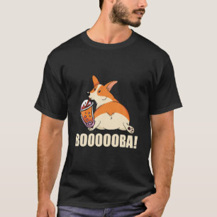 Cute Corgi Loves Bubble Tea Funny Boba's Welsh Dog T-Shirt