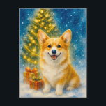 Cute Corgi Merry Happy Christmas Tree Postcard<br><div class="desc">Cute Corgi Merry Happy Christmas Tree Gifts Postcard</div>