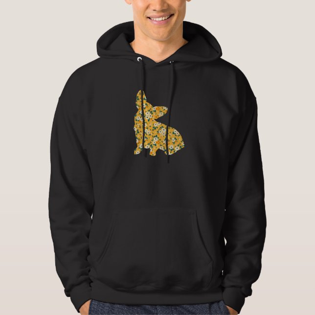 Cute Corgi Owner Flower Floral Silhouette Dog Bree Hoodie (Front)