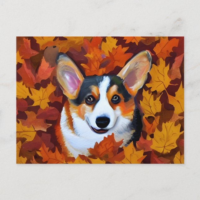 Cute Corgi Painting Postcard (Front)