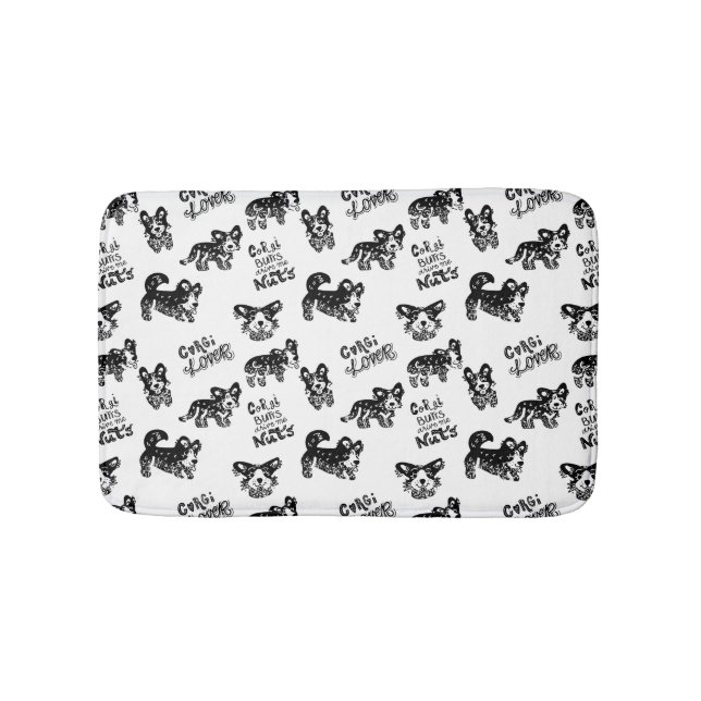 Cute Corgi Pattern Bath Mat (Front)