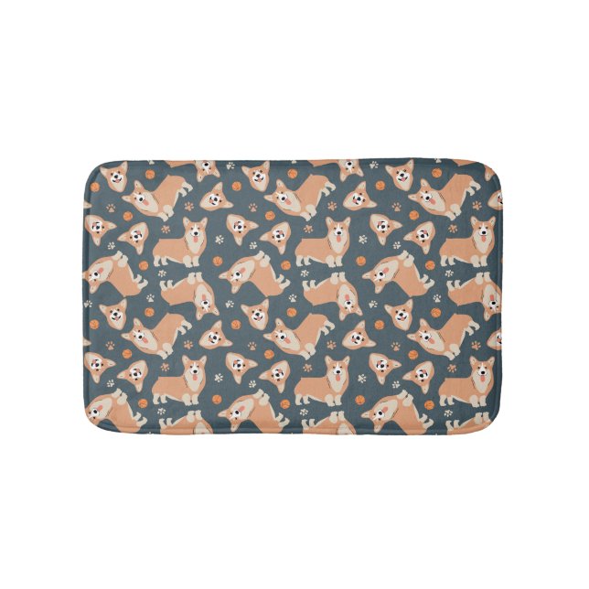 Cute Corgi Pattern Bath Mat (Front)
