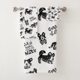 Cute Corgi Pattern Bath Towel Set