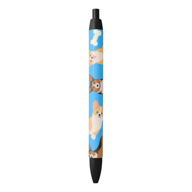 Cute Corgi Pattern  Black Ink Pen (Front Vertical)