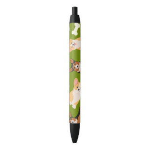 Cute Corgi Pattern Green Black Ink Pen