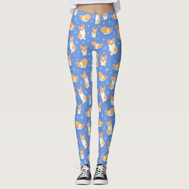 Cute Corgi Pattern Leggings (Front)