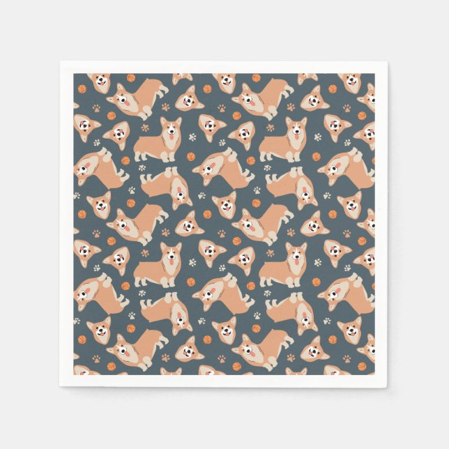 Cute Corgi Pattern Napkin (Front)