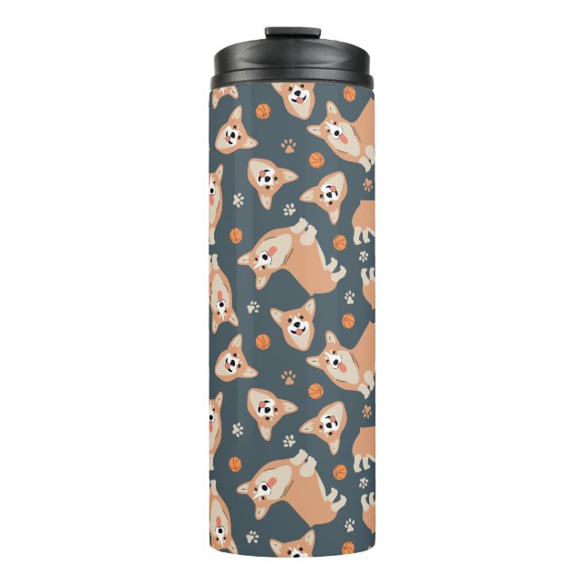 Cute Corgi Pattern Thermal Tumbler (Front)