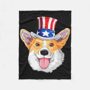 Cute Corgi Pet Dogs 4th Of July American Flag Men Fleece Blanket