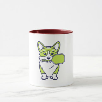 Cute Corgi Pickleball Player Illustration-- Funny Mug