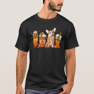 Cute Corgi Pumpkin Spice Coffee Latte Fall Autumn  T-Shirt
