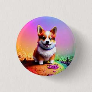 Cute Corgi Puppy Dog Painting Artwork-36475 3 Cm Round Badge