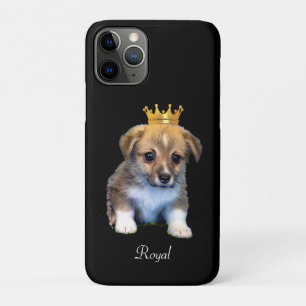Cute Corgi Puppy Dog & Royal Crown on Black Case-M Case-Mate iPhone Case